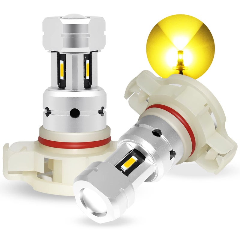 PHINLION 3800 Lumens 5202 5201 LED Yellow Fog Light Bulbs Super Bright CSP 12085 12086 PS24W LED DRL Bulb Replacement for Car Truck Fog Lights Lamps, 3000K Golden Yellow - Image 1